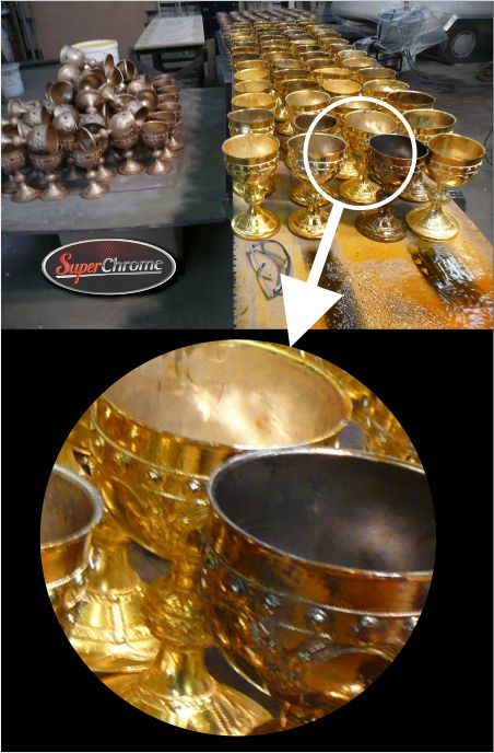 Spray Chrome Paint being used in production to create gold metallic finish