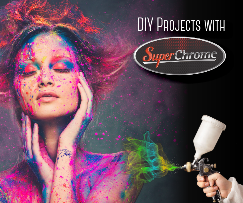 SuperChrome DIY projects - girl being sprayed with colour